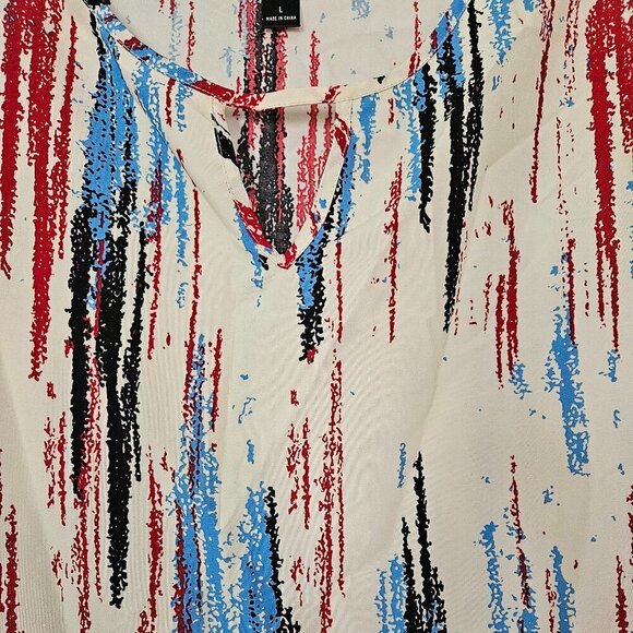 Emery Rose | Blue, REd and Black  Blouse | Size Large - Picture 2 of 8